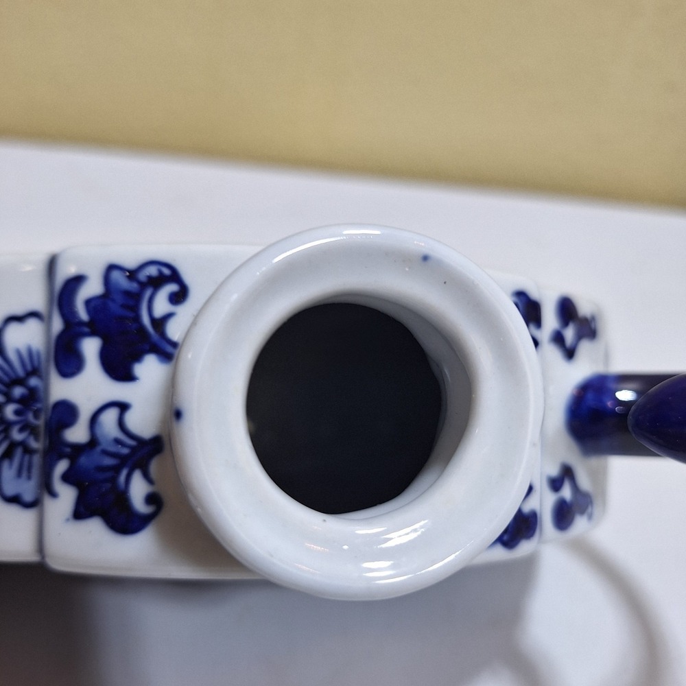 Blue White Porcelain Teapot Floral Butterfly Asian Style Decorative No Lid - Picture 3 of 7